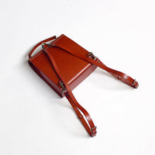 Load image into Gallery viewer, Brown Womens Square Leather Satchel Backpack Purse Small Rucksack For Women
