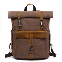 Load image into Gallery viewer, Retro Roll-top Canvas Backpack
