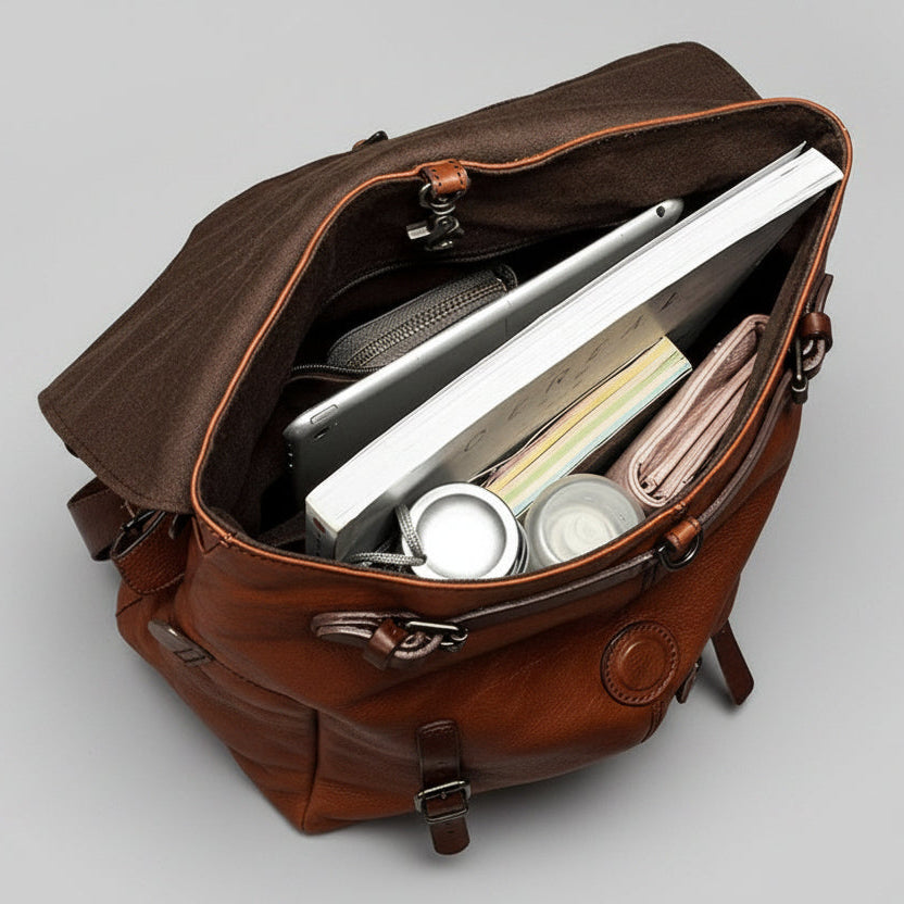 Classic Leather Convertible Backpack Bag