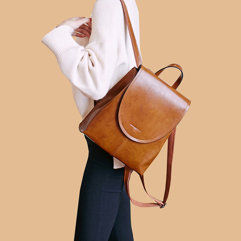 Convertible Leather Backpack Shoulder Bag