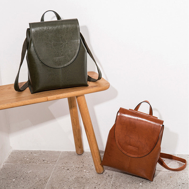 Convertible Leather Backpack Shoulder Bag