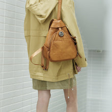 Load image into Gallery viewer, Cool Ladies Brown Leather Backpack Purse Small Rucksack For Women
