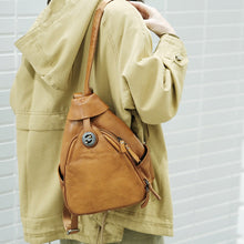 Load image into Gallery viewer, Cool Ladies Brown Leather Backpack Purse Small Rucksack For Women
