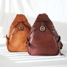 Load image into Gallery viewer, Cool Ladies Brown Leather Backpack Purse Small Rucksack For Women
