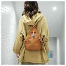 Load image into Gallery viewer, Cool Ladies Brown Leather Backpack Purse Small Rucksack For Women
