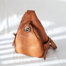 Load image into Gallery viewer, Cool Ladies Brown Leather Backpack Purse Small Rucksack For Women
