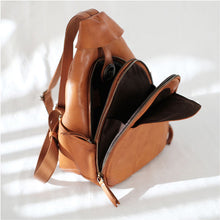 Load image into Gallery viewer, Cool Ladies Brown Leather Backpack Purse Small Rucksack For Women
