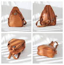 Load image into Gallery viewer, Cool Ladies Brown Leather Backpack Purse Small Rucksack For Women
