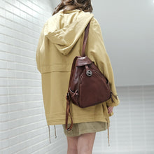 Load image into Gallery viewer, Cool Ladies Brown Leather Backpack Purse Small Rucksack For Women
