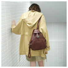 Load image into Gallery viewer, Cool Ladies Brown Leather Backpack Purse Small Rucksack For Women
