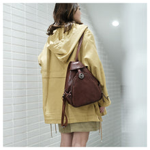 Load image into Gallery viewer, Cool Ladies Brown Leather Backpack Purse Small Rucksack For Women
