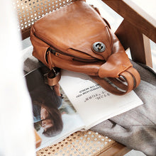 Load image into Gallery viewer, Cool Ladies Brown Leather Backpack Purse Small Rucksack For Women
