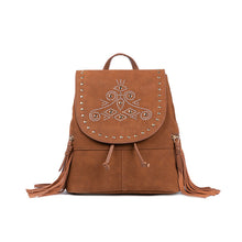 Load image into Gallery viewer, Cool Ladies Western Brown Vegan Leather Fringe Backpack Purse For Women
