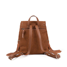 Load image into Gallery viewer, Cool Ladies Western Brown Vegan Leather Fringe Backpack Purse For Women
