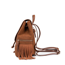Load image into Gallery viewer, Cool Ladies Western Brown Vegan Leather Fringe Backpack Purse For Women
