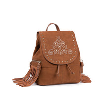 Load image into Gallery viewer, Cool Ladies Western Brown Vegan Leather Fringe Backpack Purse For Women
