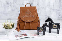 Load image into Gallery viewer, Cool Ladies Western Brown Vegan Leather Fringe Backpack Purse For Women
