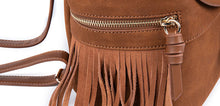 Load image into Gallery viewer, Cool Ladies Western Brown Vegan Leather Fringe Backpack Purse For Women
