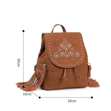 Load image into Gallery viewer, Cool Ladies Western Brown Vegan Leather Fringe Backpack Purse For Women
