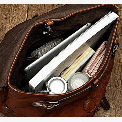 Classic Leather Convertible Backpack Bag