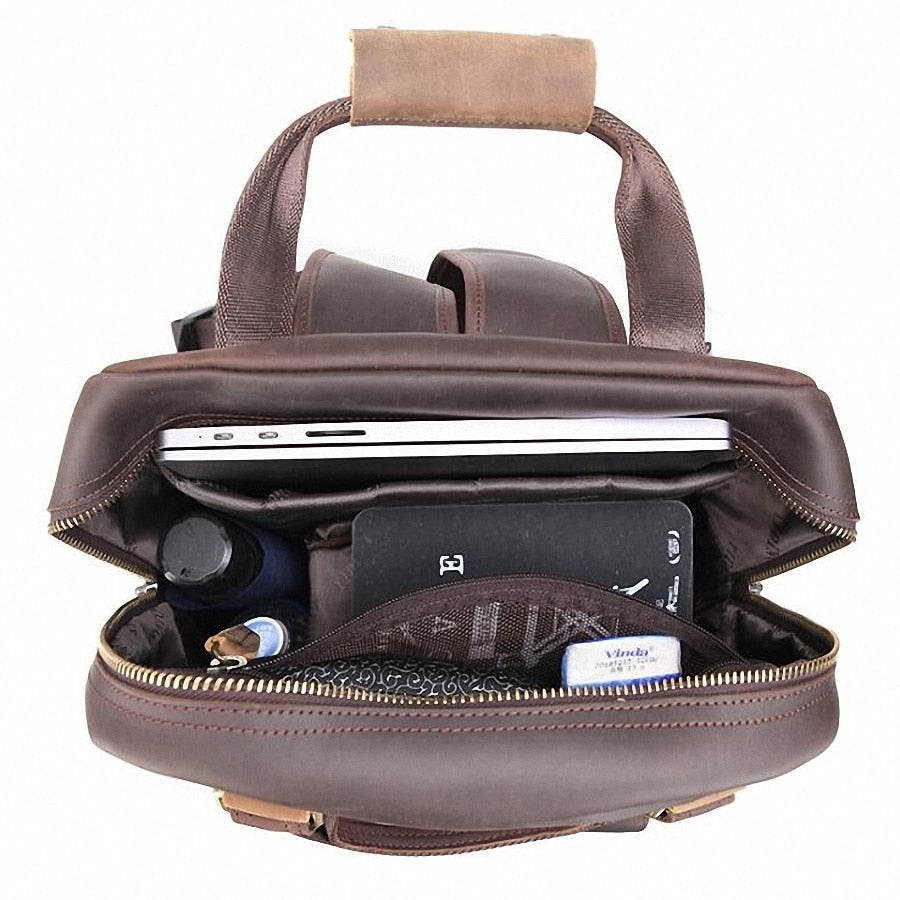 Simple Tripod Holder  Large Leather Backpack Camera Bag