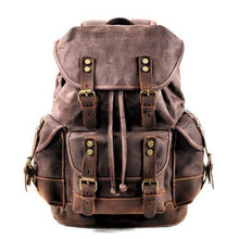Load image into Gallery viewer, Vintage Canvas Backpack Waterproof Traveling Hiking Rucksack
