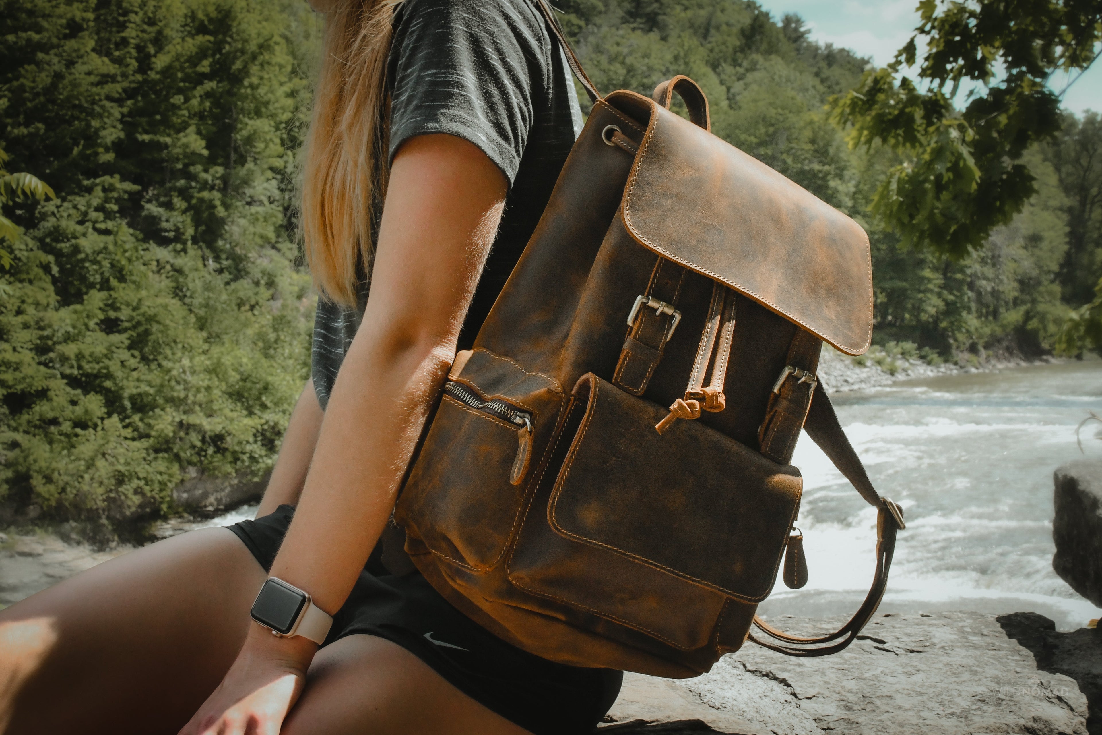 Large Vintage Leather Backpack