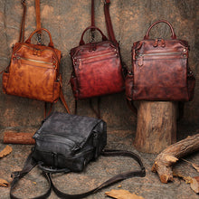 Load image into Gallery viewer, Trendy Womens Tan Leather Backpack Purse Designer Backpacks for Women
