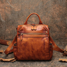 Load image into Gallery viewer, Trendy Womens Tan Leather Backpack Purse Designer Backpacks for Women
