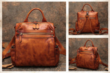 Load image into Gallery viewer, Trendy Womens Tan Leather Backpack Purse Designer Backpacks for Women
