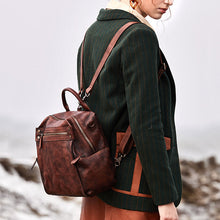 Load image into Gallery viewer, Trendy Womens Tan Leather Backpack Purse Designer Backpacks for Women
