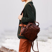 Load image into Gallery viewer, Trendy Womens Tan Leather Backpack Purse Designer Backpacks for Women
