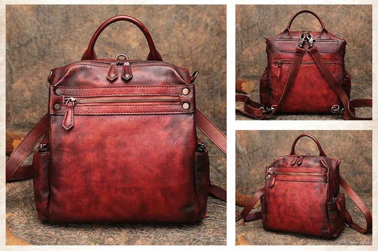 Trendy Womens Tan Leather Backpack Purse Designer Backpacks for Women