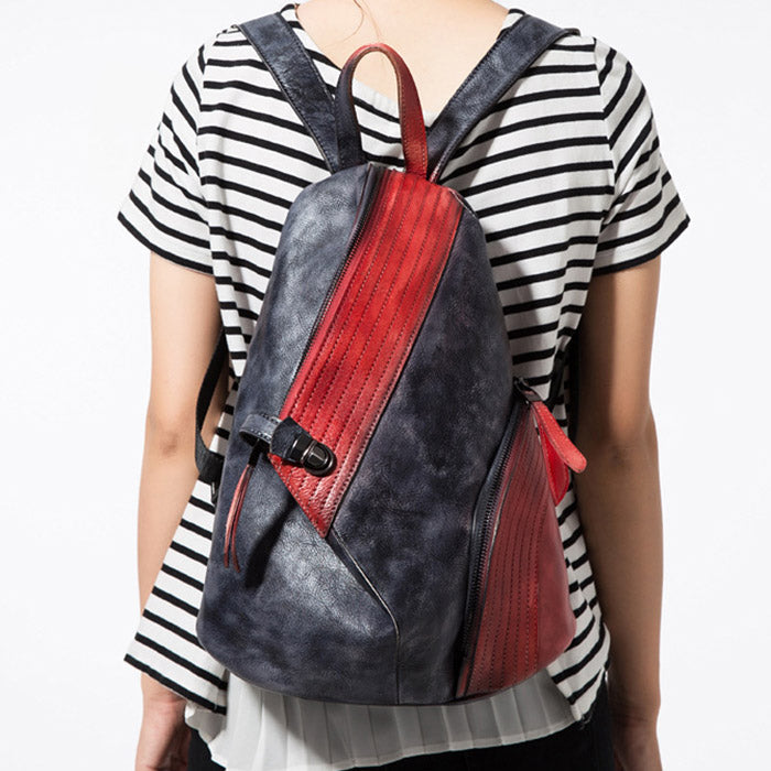 Fashion Leather Ladies Genunie Leather Backpack Purse Book Bags for Women