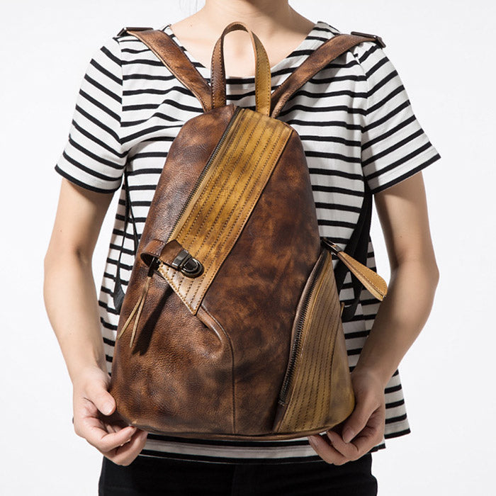 Fashion Leather Ladies Genunie Leather Backpack Purse Book Bags for Women