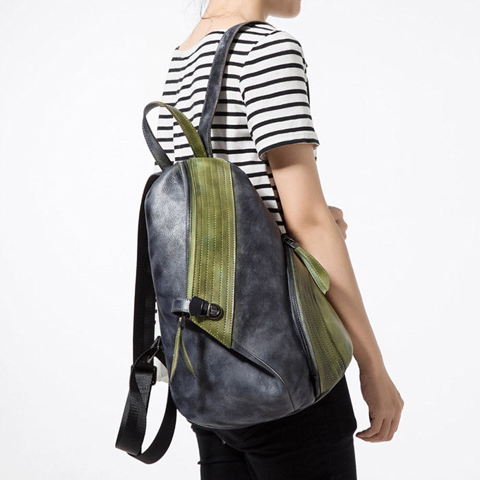 Fashion Leather Ladies Genunie Leather Backpack Purse Book Bags for Women