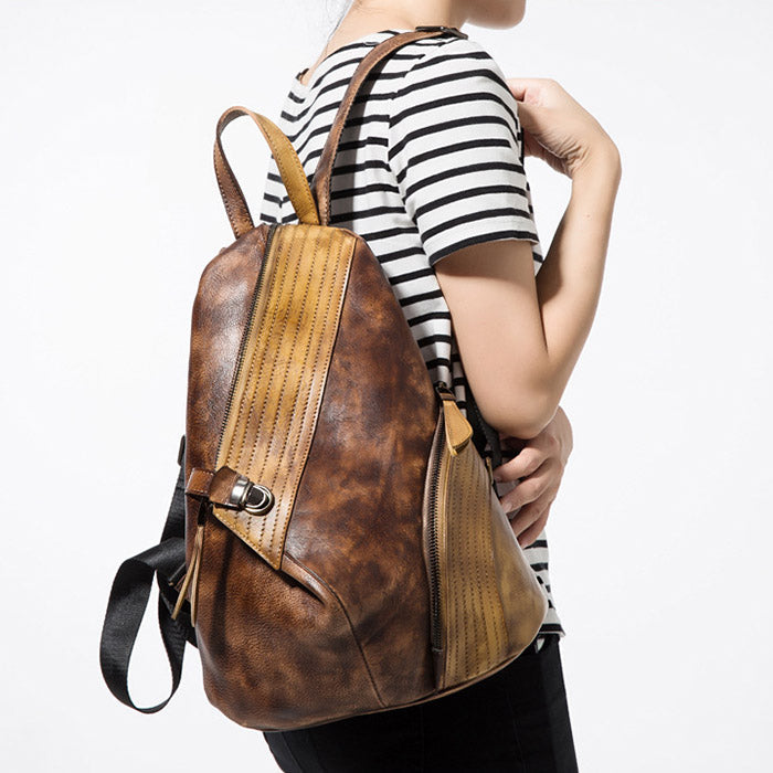 Fashion Leather Ladies Genunie Leather Backpack Purse Book Bags for Women