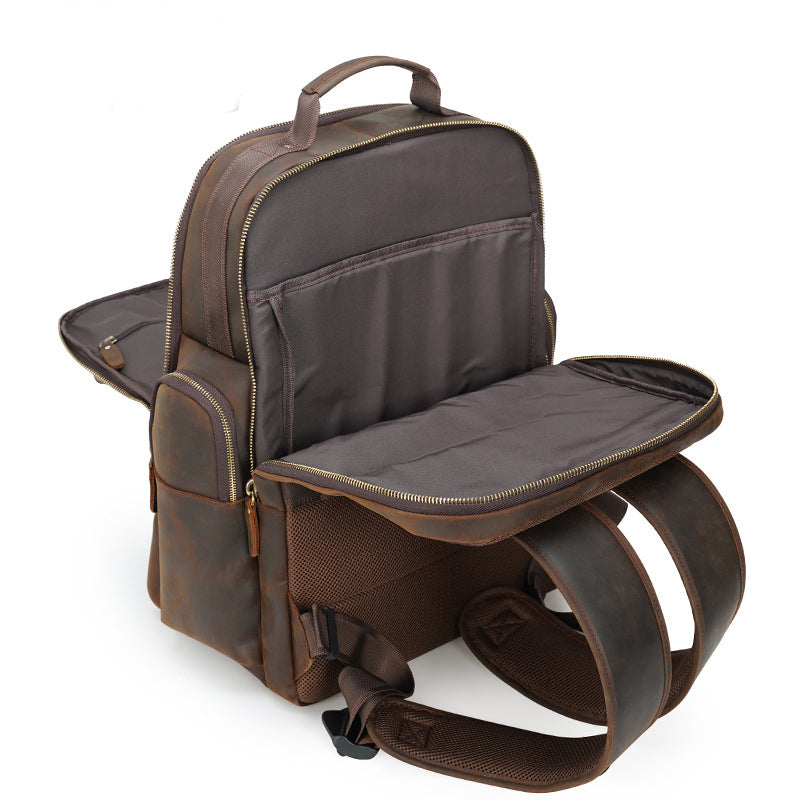 Extra Large Full Grain Leather 17.3" Laptop School Backpack