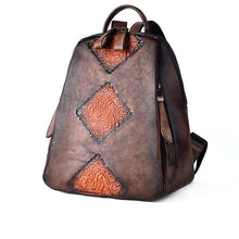 Load image into Gallery viewer, Womens Funky Brown Leather Backpack Purse Vintage Backpacks for Women
