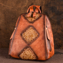Load image into Gallery viewer, Womens Funky Brown Leather Backpack Purse Vintage Backpacks for Women
