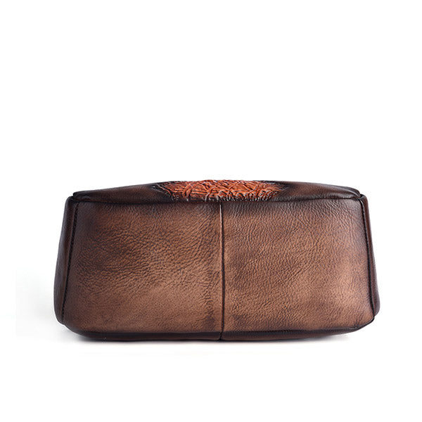 Womens Funky Brown Leather Backpack Purse Vintage Backpacks for Women