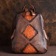 Load image into Gallery viewer, Womens Funky Brown Leather Backpack Purse Vintage Backpacks for Women
