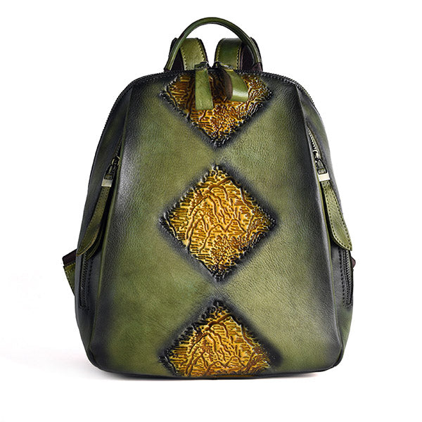 Womens Funky Brown Leather Backpack Purse Vintage Backpacks for Women