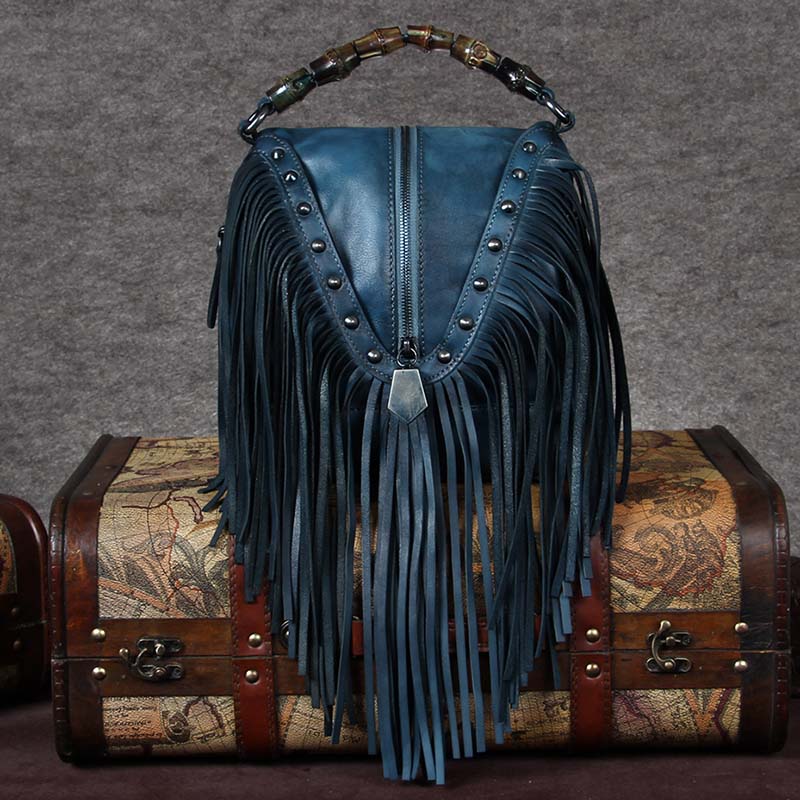 Womens Boho Leather Fringe Crossbody Handbags Small Purses Bags for Women