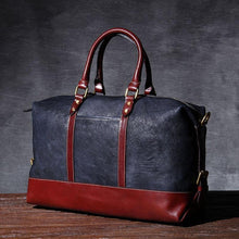 Load image into Gallery viewer, Color Block Full Grain Leather Travel Bag
