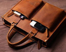 Load image into Gallery viewer, Leather Briefcase Vintage Leather Messenger Bag
