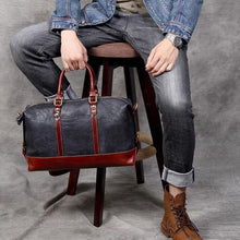 Load image into Gallery viewer, Color Block Full Grain Leather Travel Bag

