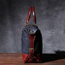 Load image into Gallery viewer, Color Block Full Grain Leather Travel Bag
