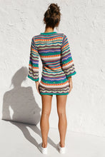 Load image into Gallery viewer, Rainbow Long Sleeve Knitted Mini Dress

