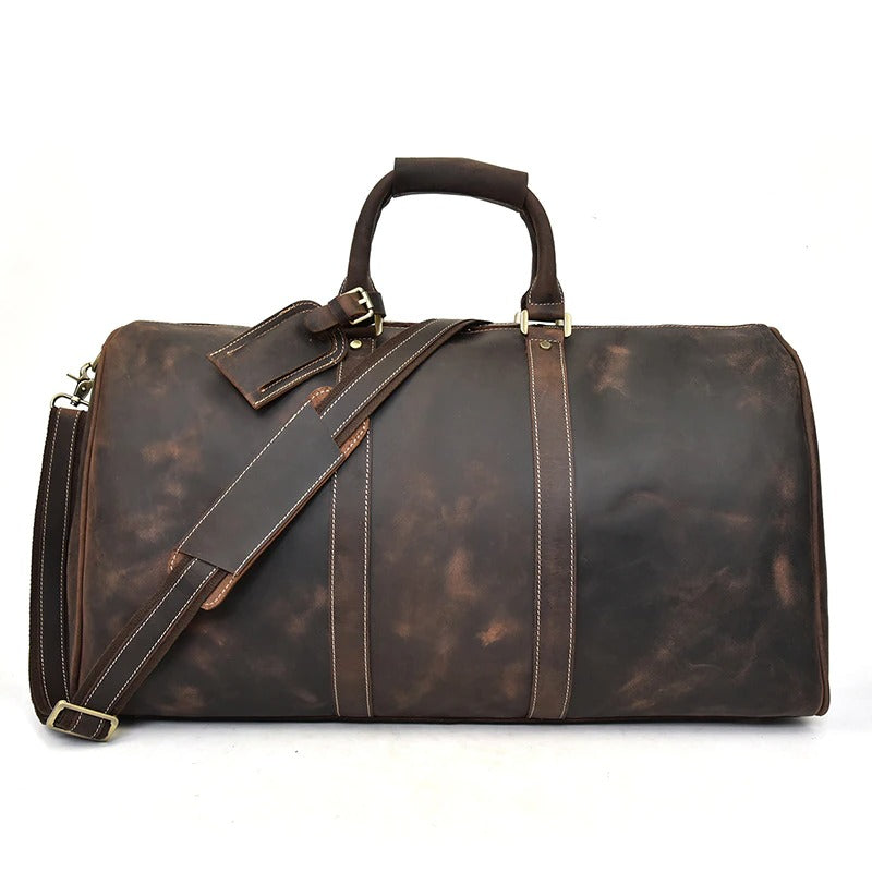 Full Grain Leather Weekender Travel Duffel Luggage Bag